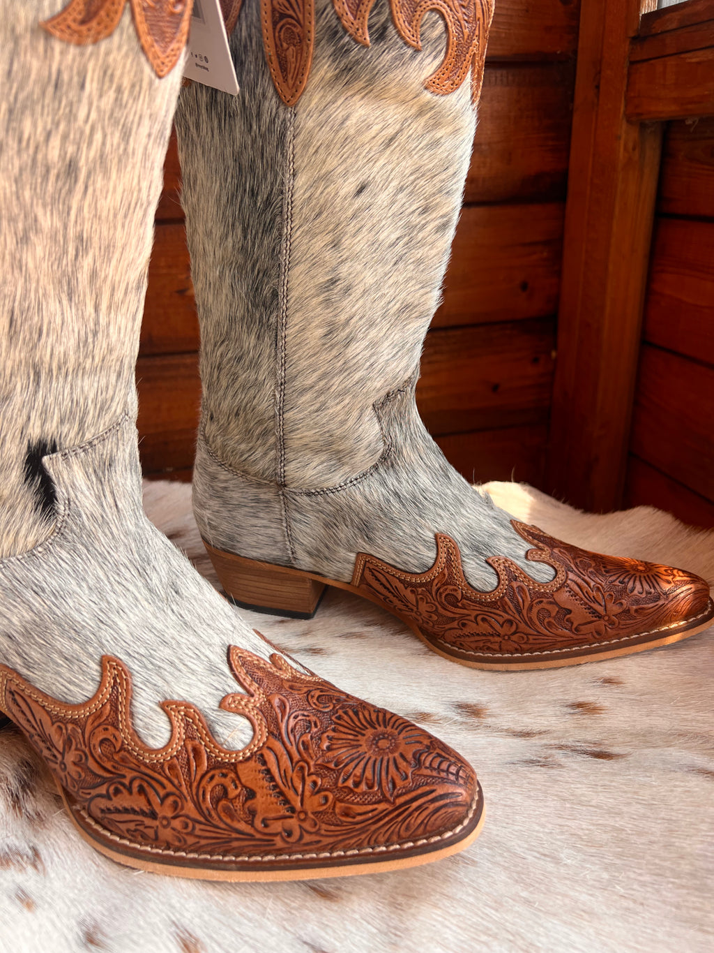 Adelaide hair on hide high top boots