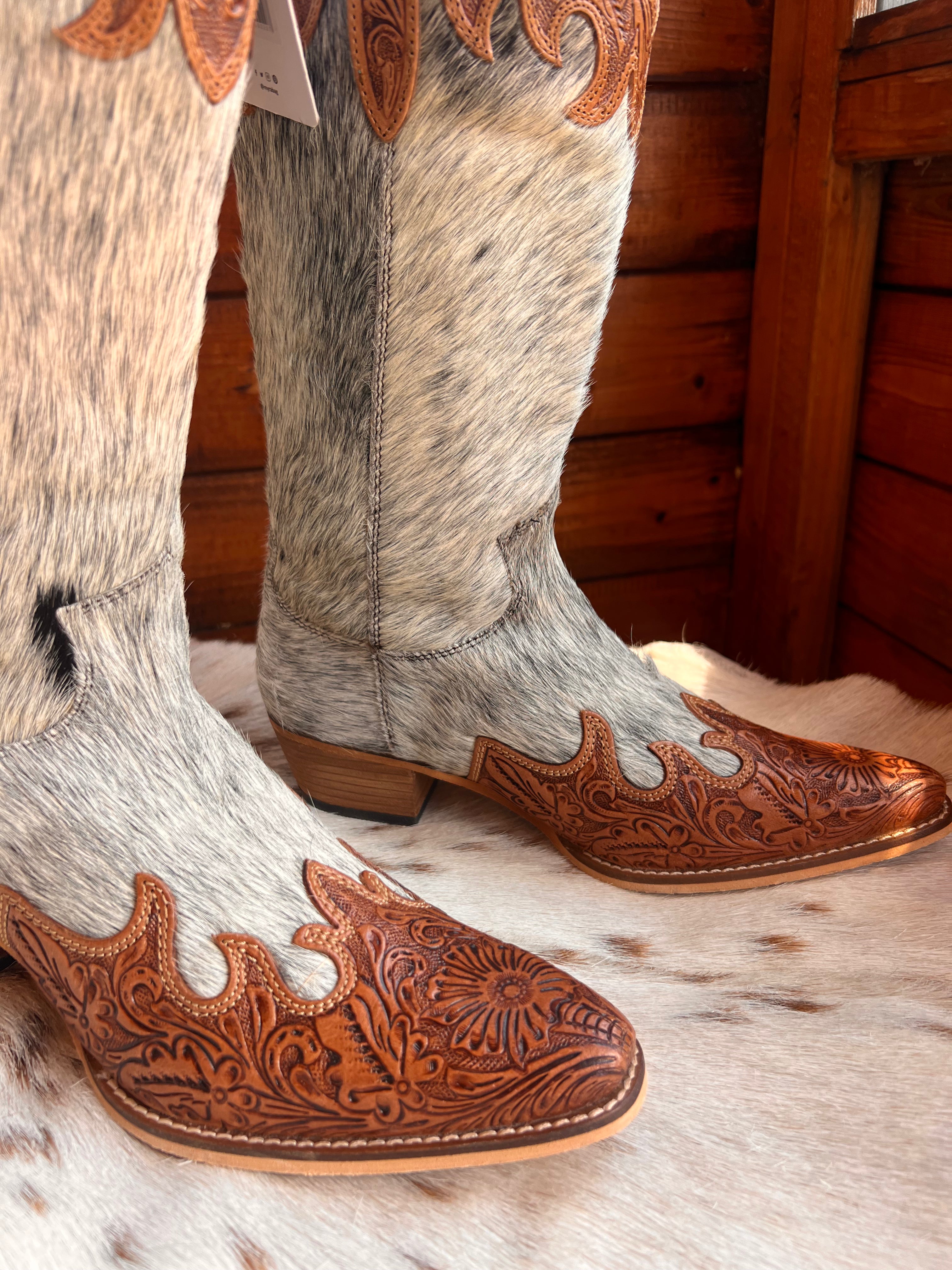 Adelaide hair on hide high top boots