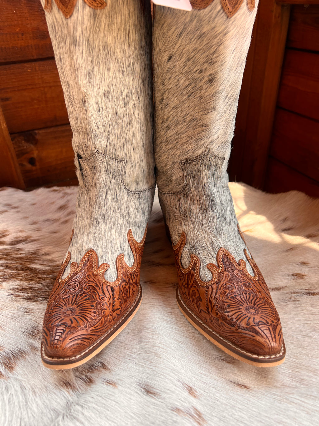 Adelaide hair on hide high top boots