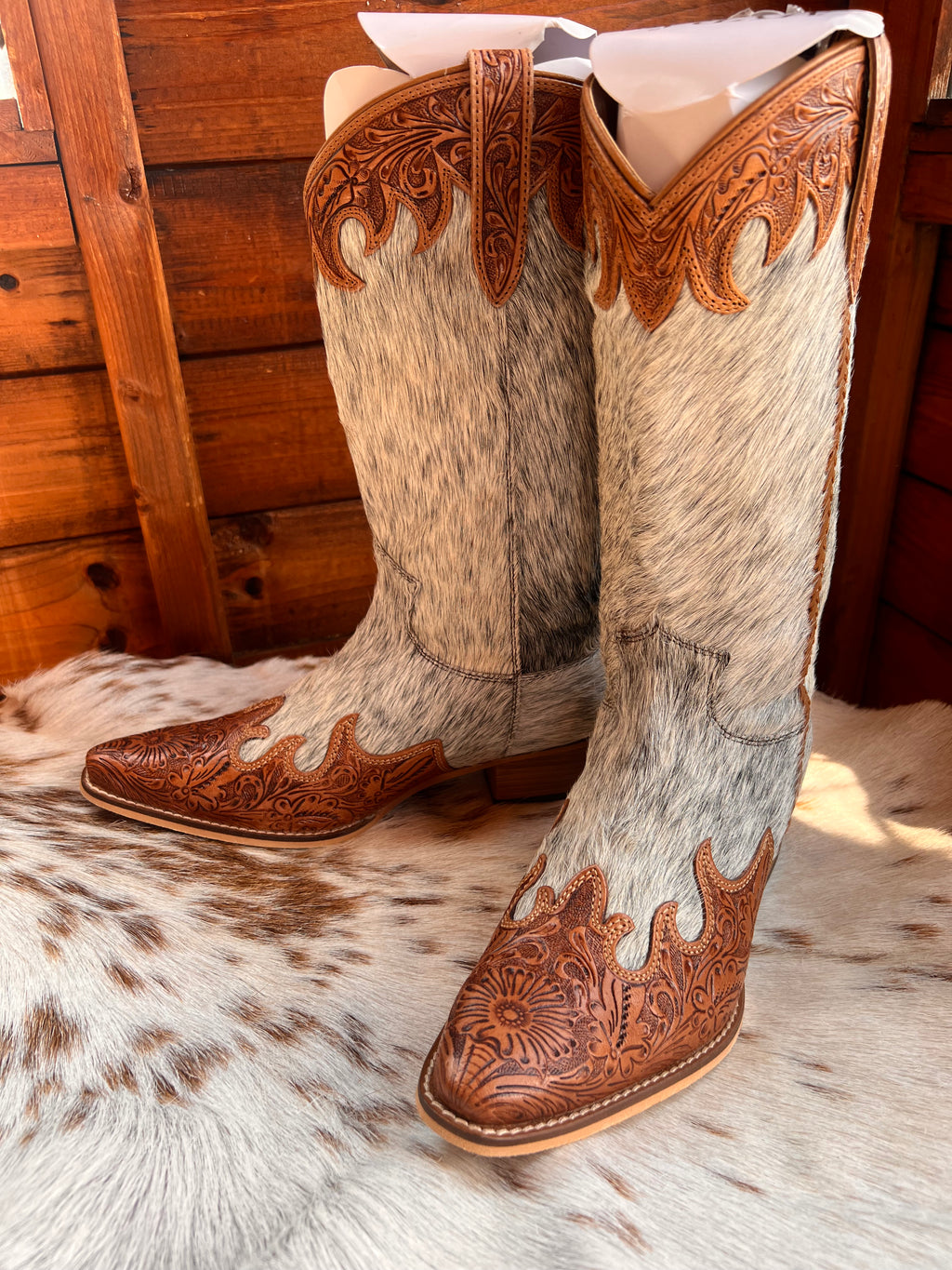 Adelaide hair on hide high top boots