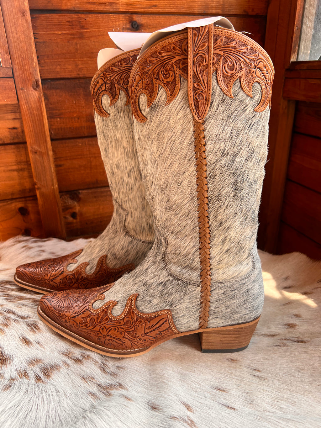 Adelaide hair on hide high top boots