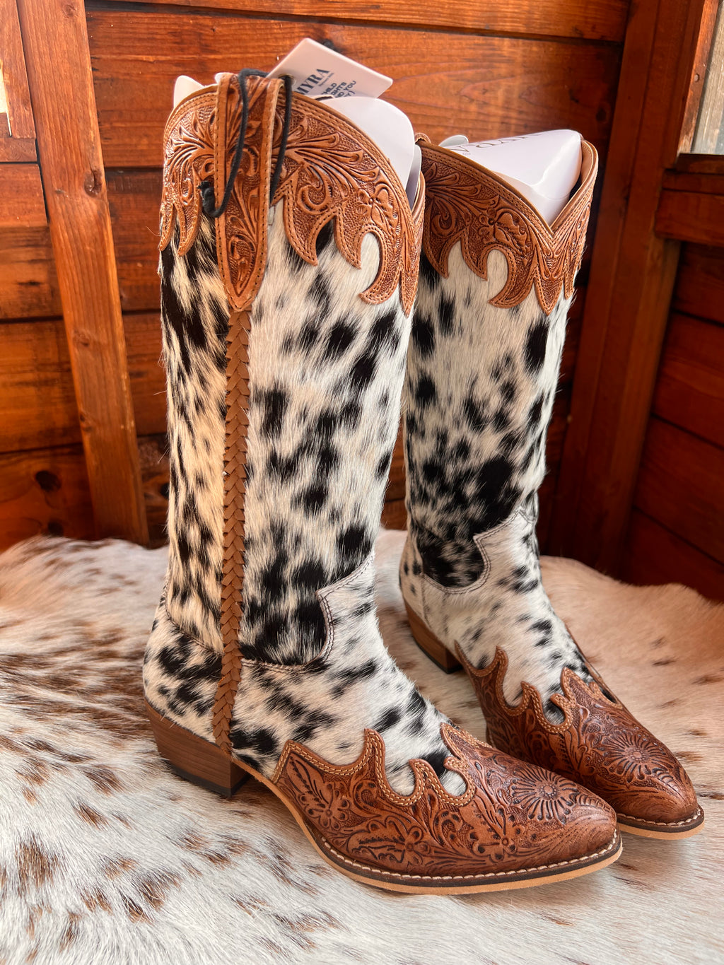 Myra Adelaide hair on hide high top boots