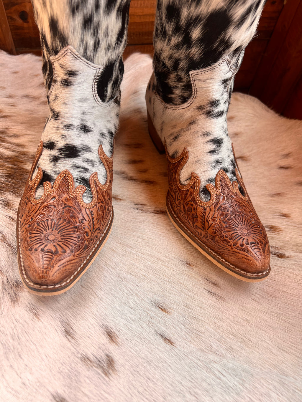 Myra Adelaide hair on hide high top boots