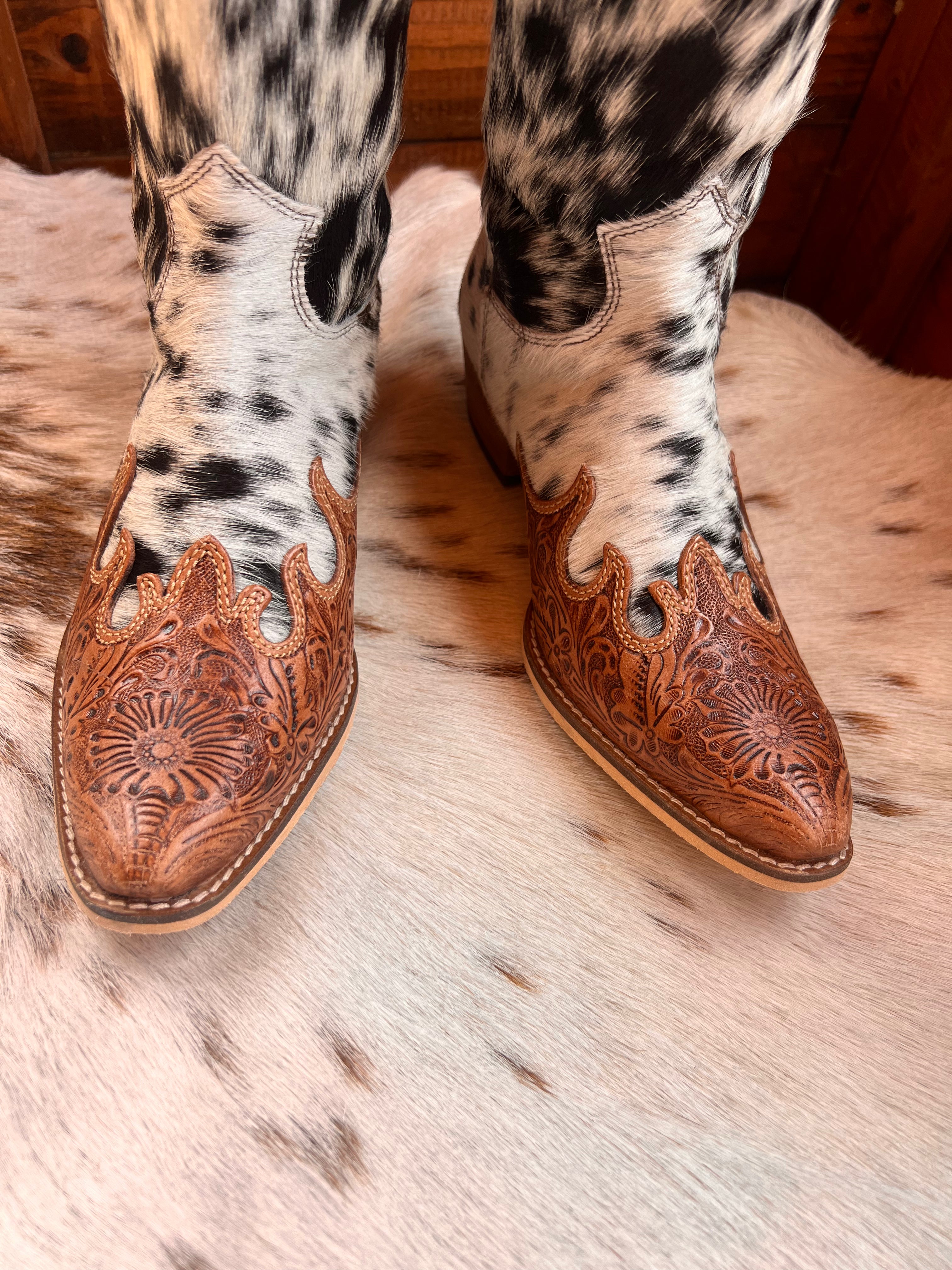 Myra Adelaide hair on hide high top boots