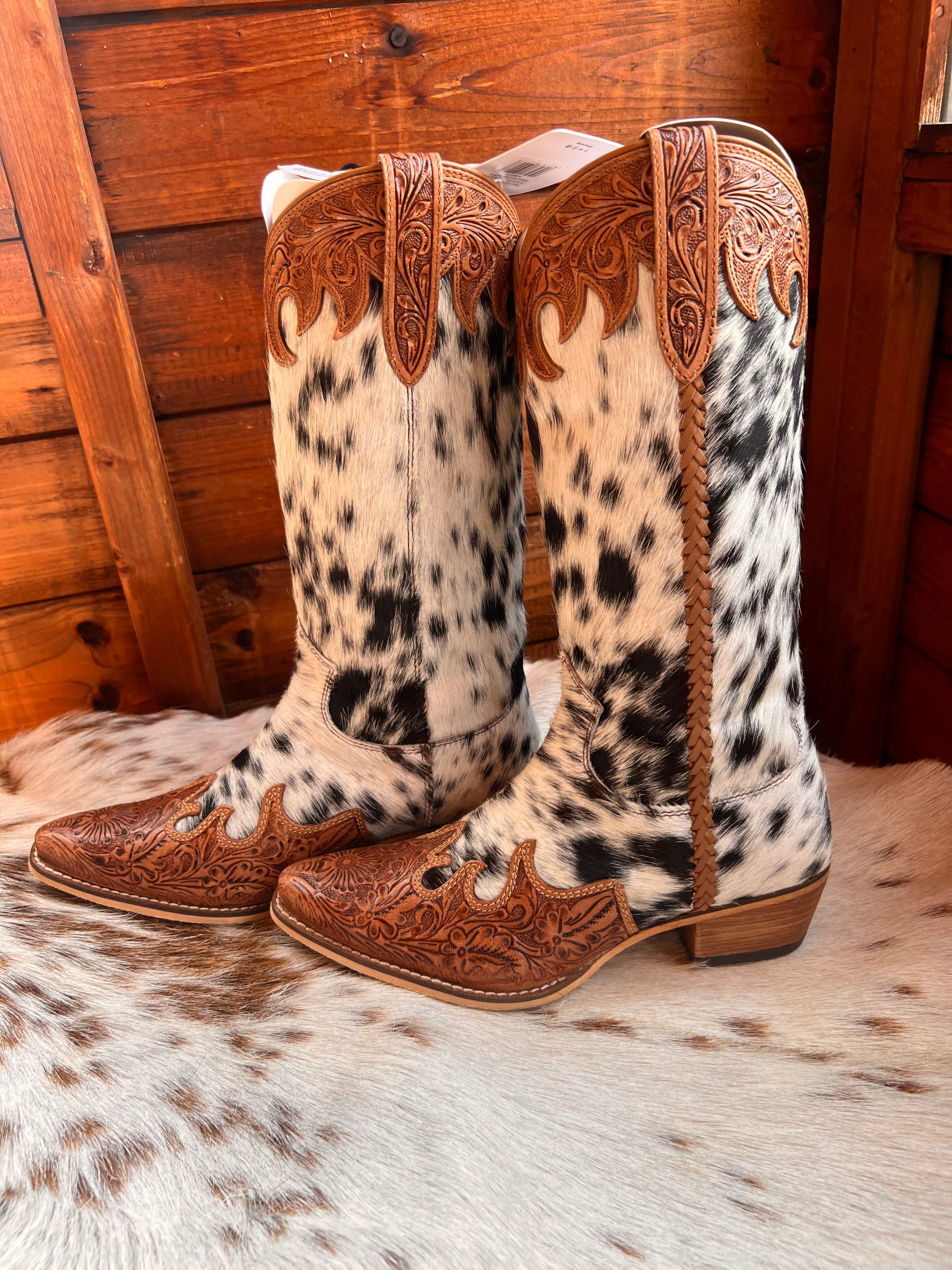 Myra Adelaide hair on hide high top boots