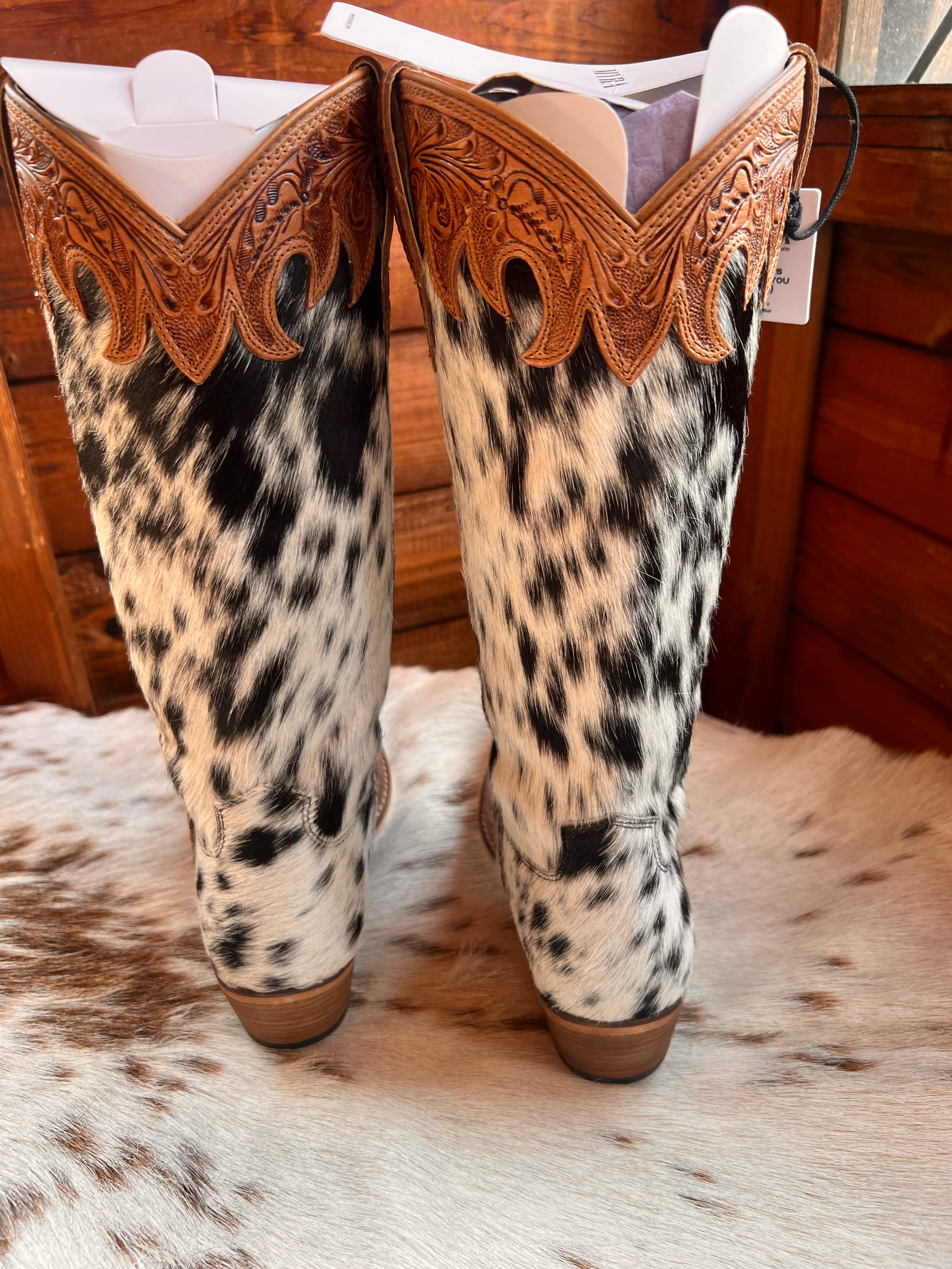 Myra Adelaide hair on hide high top boots