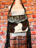 Myra Aqua hand tooled bag