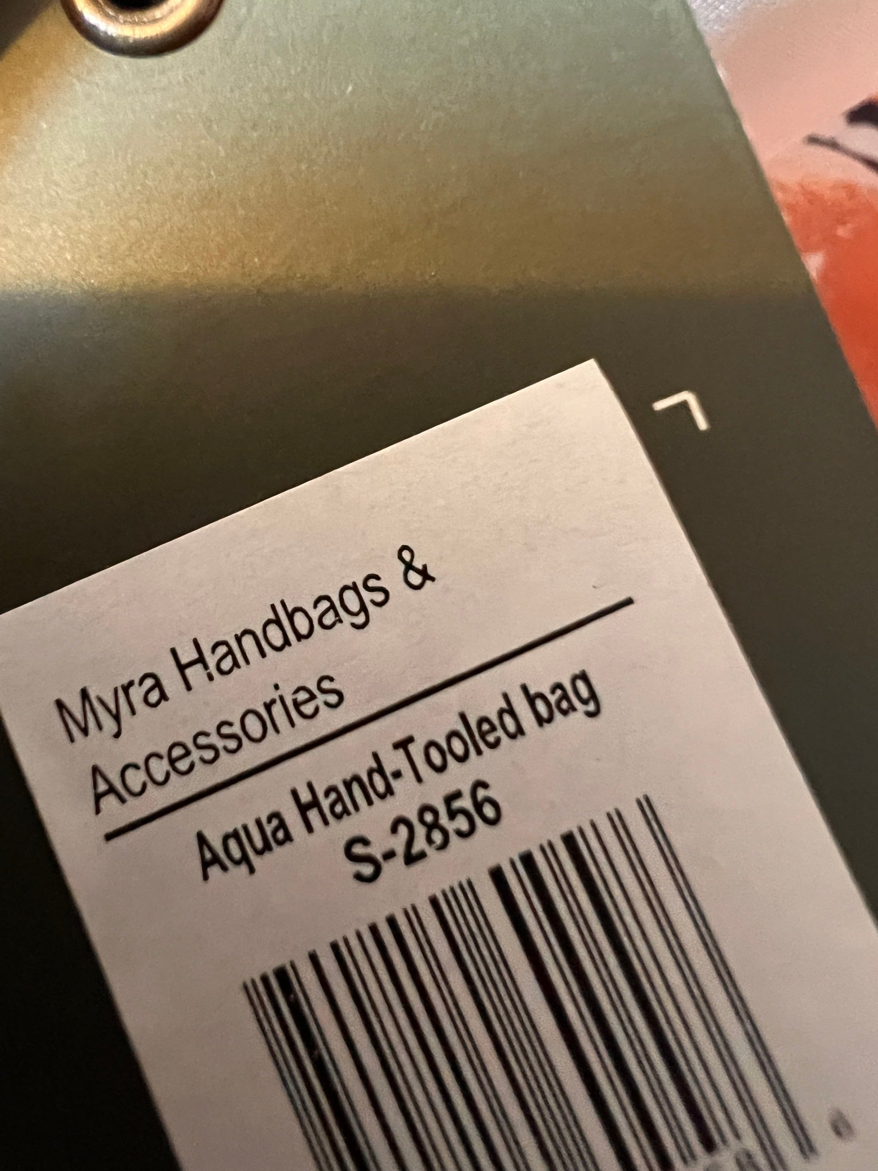 Myra Aqua hand tooled bag