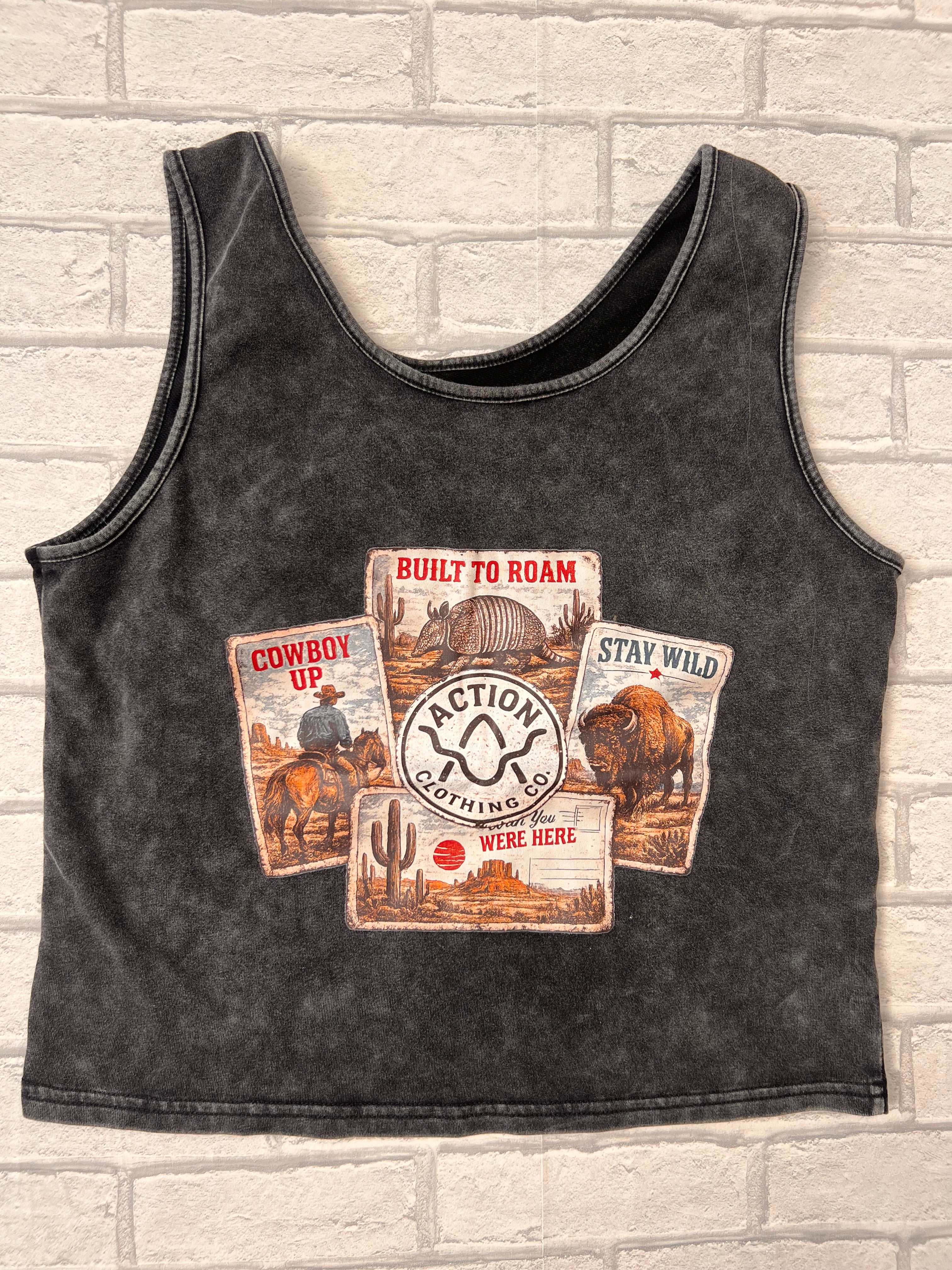 Action clothing postcards cropped vest top