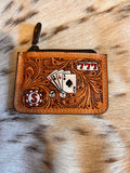 Tooled Leather & Hair-on-Hide Western Coin Purse – Lucky 777