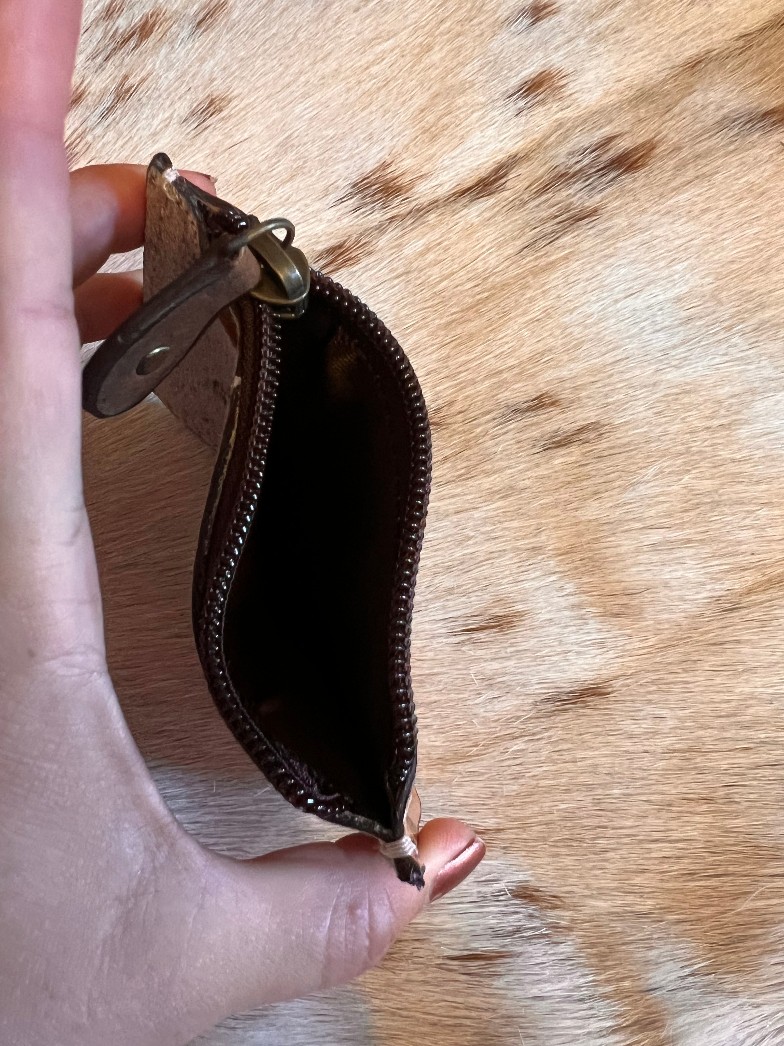 Tooled Leather & Hair-on-Hide Western Coin Purse – Lucky 777